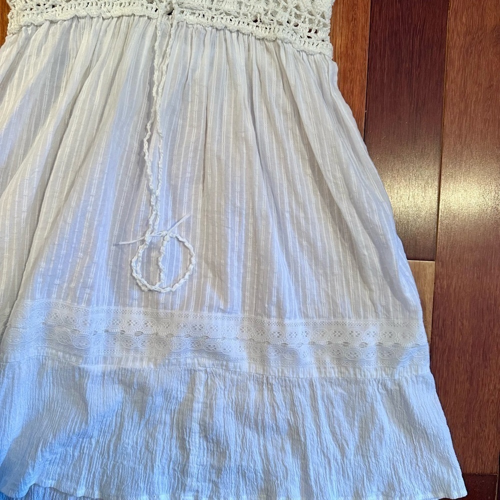NO BRAND | White woven knit linen swim cover up dress size o/s - Picture 6 of 6